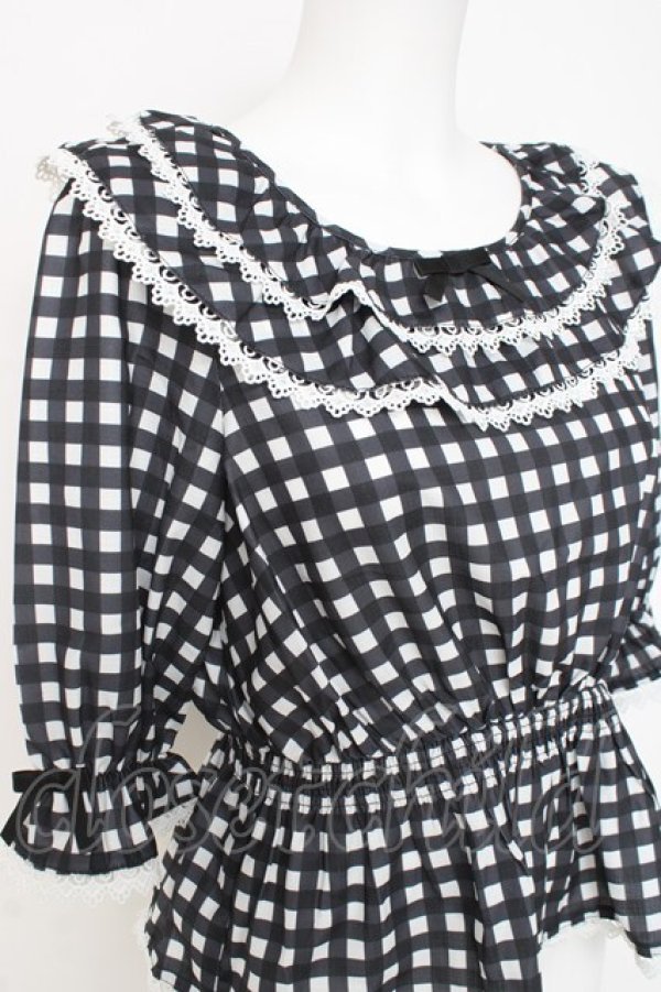 画像3: axes femme kawaii / フリル襟シャーリングブラウス M 黒 Y-26-03-06-082-AX-BL-SZ-ZY (3)