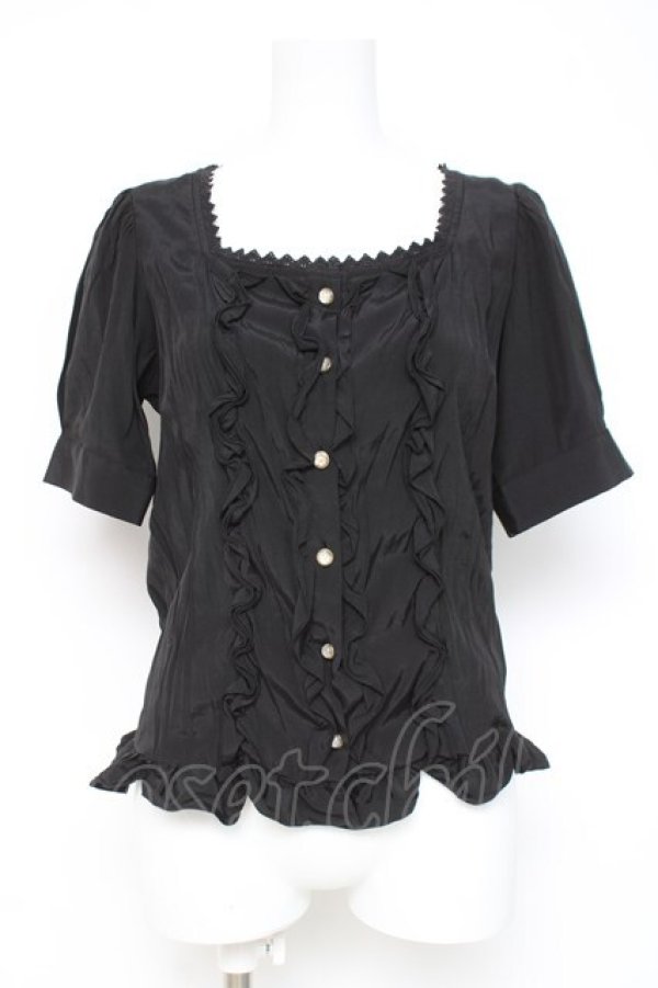 画像1: axes femme NOSTALGIE / フロントフリルブラウス  黒 Y-26-03-06-085-AX-BL-SZ-ZY (1)