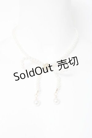 画像: axes femme / パールリボンチョーカー  生成り Y-26-03-06-011-AX-AC-SZ-ZY