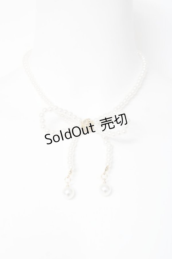 画像1: axes femme / パールリボンチョーカー  生成り Y-26-03-06-011-AX-AC-SZ-ZY (1)