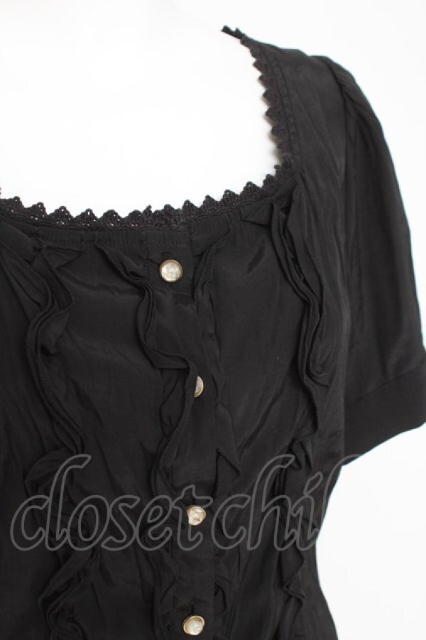 画像3: axes femme NOSTALGIE / フロントフリルブラウス  黒 Y-26-03-06-085-AX-BL-SZ-ZY (3)