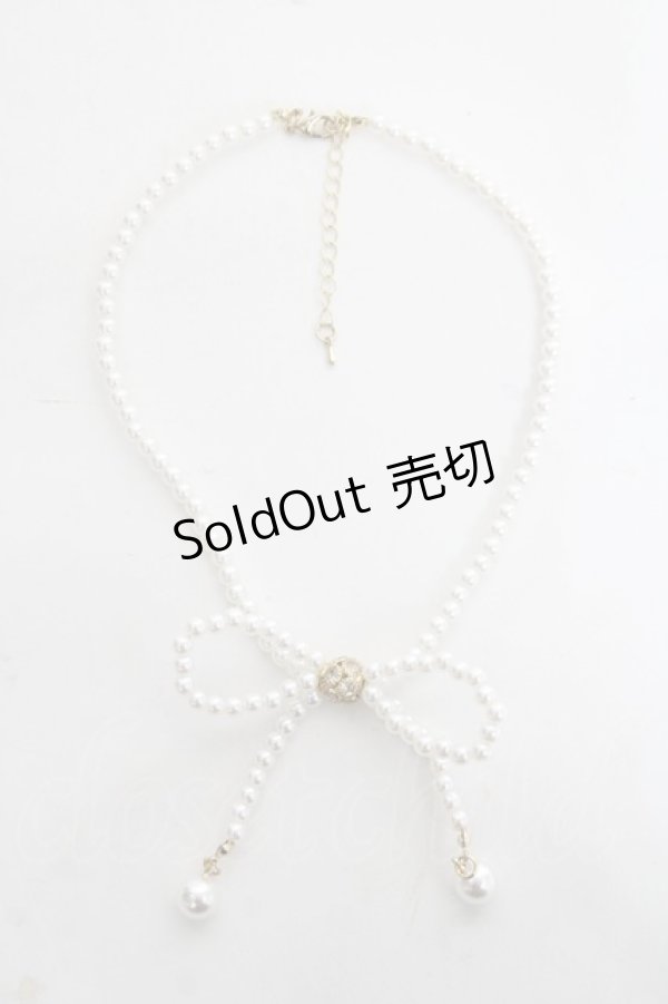 画像2: axes femme / パールリボンチョーカー  生成り Y-26-03-06-011-AX-AC-SZ-ZY (2)