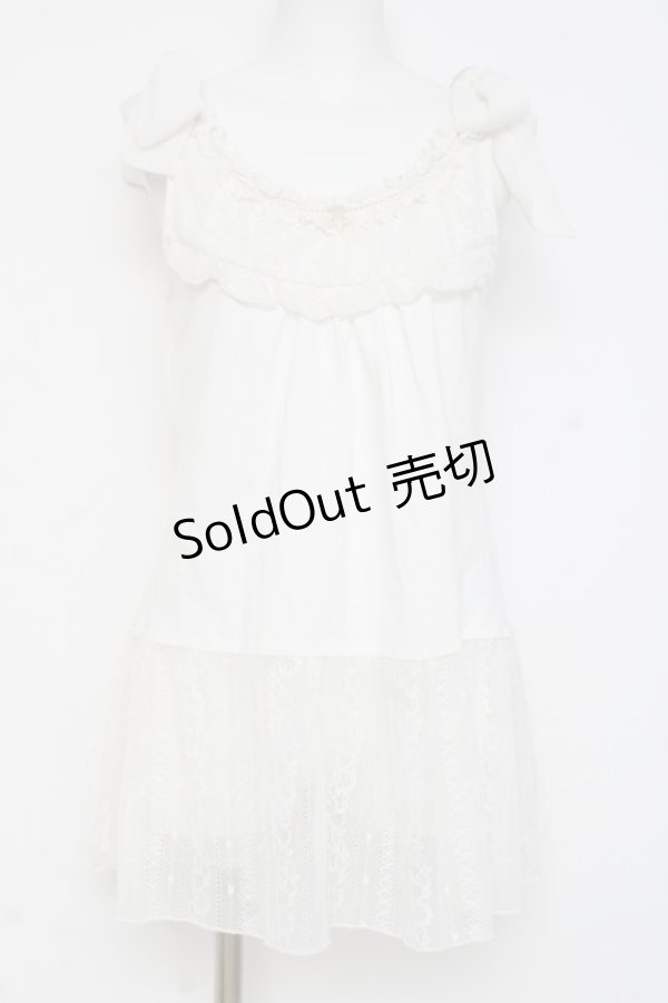 画像1: axes femme / 肩リボンロングインナー  白 Y-26-03-06-090-AX-TO-SZ-ZY (1)