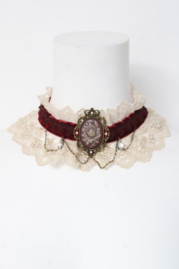 画像1: axes femme / バラカメオチョーカー  ワイン Y-26-03-06-012-AX-AC-SZ-ZY (1)