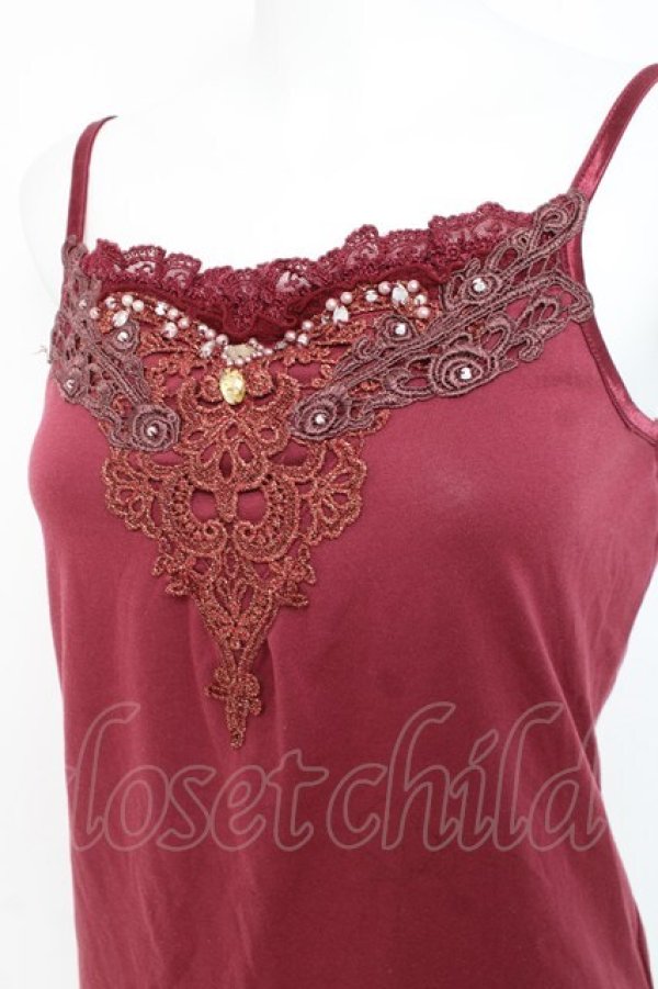 画像3: axes femme / 刺繍レースキャミ  ワイン Y-26-03-06-095-AX-TO-SZ-ZY (3)