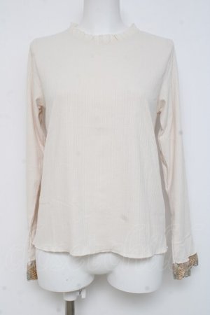 画像: axes femme / 刺繍レース袖プチスタンドプルオーバー  生成り Y-26-03-06-100-AX-TO-SZ-ZY