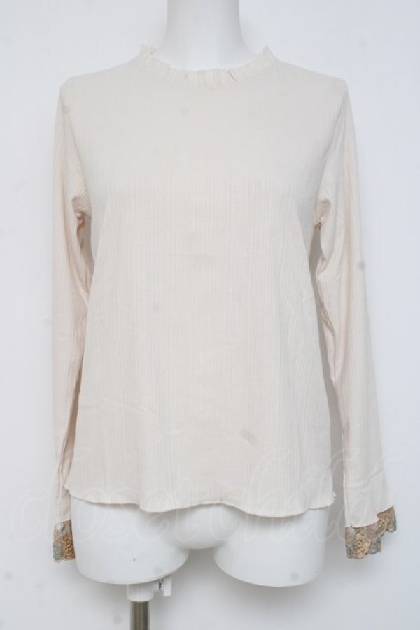 画像1: axes femme / 刺繍レース袖プチスタンドプルオーバー  生成り Y-26-03-06-100-AX-TO-SZ-ZY (1)