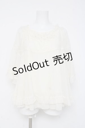 画像: axes femme / フラワーレース半袖シフォントップス  生成り Y-26-03-06-101-AX-TO-SZ-ZY