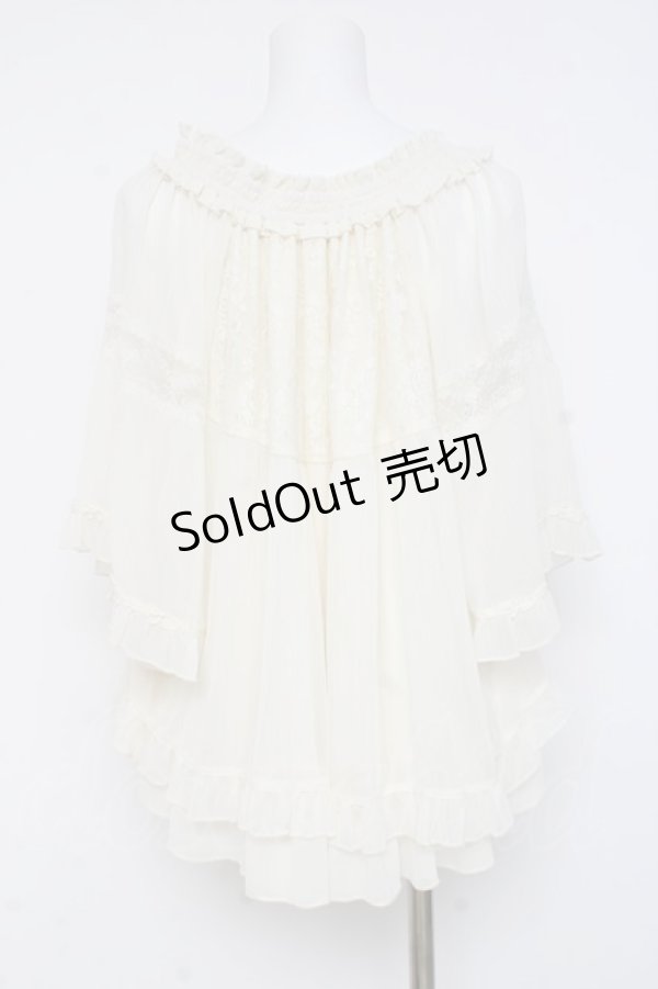 画像2: axes femme / フラワーレース半袖シフォントップス  生成り Y-26-03-06-101-AX-TO-SZ-ZY (2)