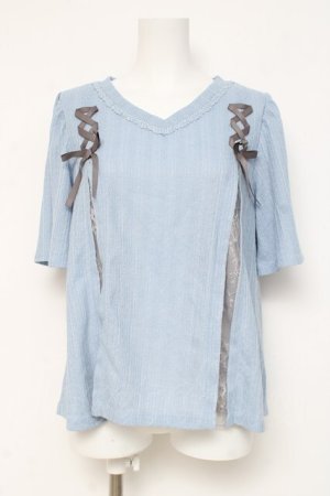 画像: axes femme / レースアッププルオーバー M サックス Y-26-03-06-104-AX-TO-SZ-ZY