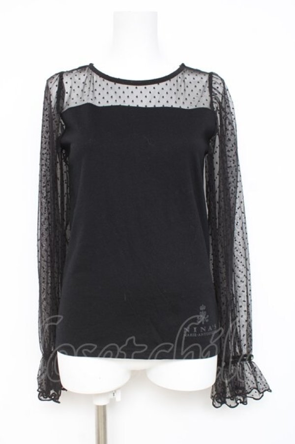 画像1: m petit by misako / NINA′S　切替カットソー  黒 Y-26-03-06-112-LO-TO-SZ-ZY (1)