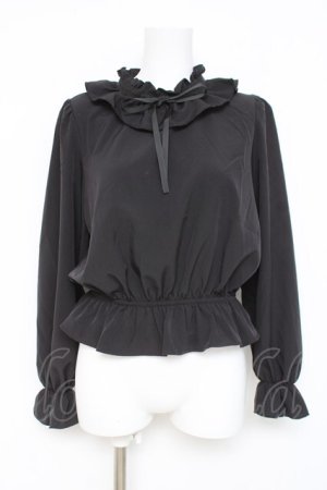 画像: m petit by misako / フリルペプラムブラウス  黒 Y-26-03-06-115-LO-BL-SZ-ZY