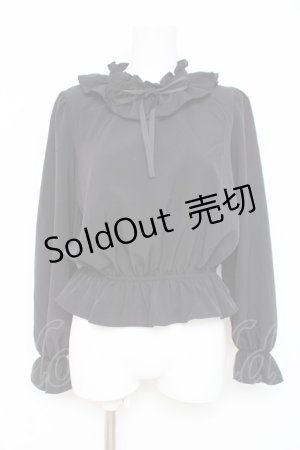 画像: m petit by misako / フリルペプラムブラウス  黒 Y-26-03-06-115-LO-BL-SZ-ZY