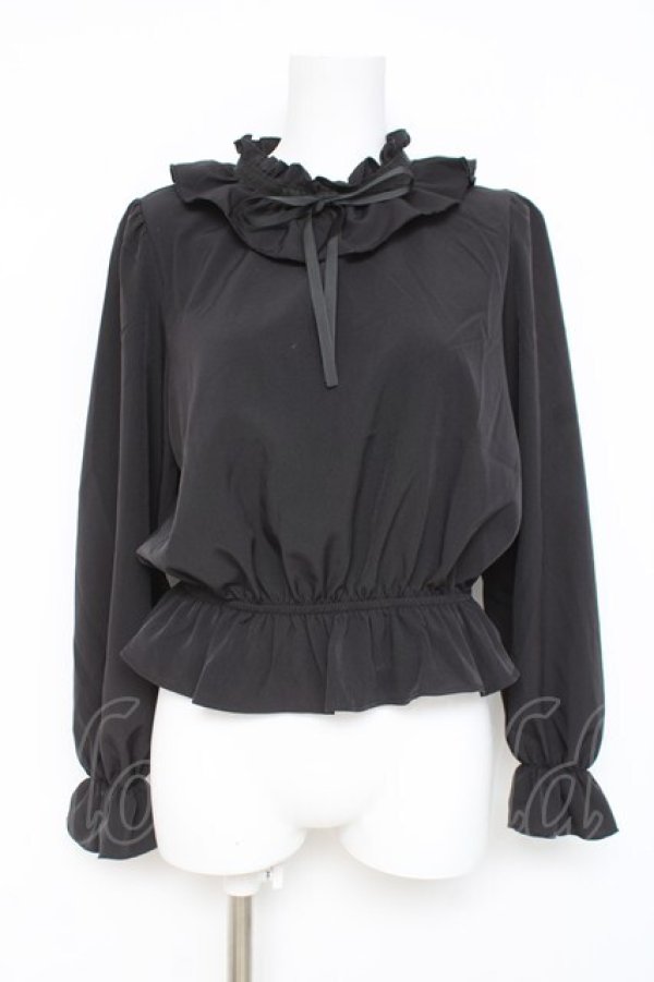画像1: m petit by misako / フリルペプラムブラウス  黒 Y-26-03-06-115-LO-BL-SZ-ZY (1)
