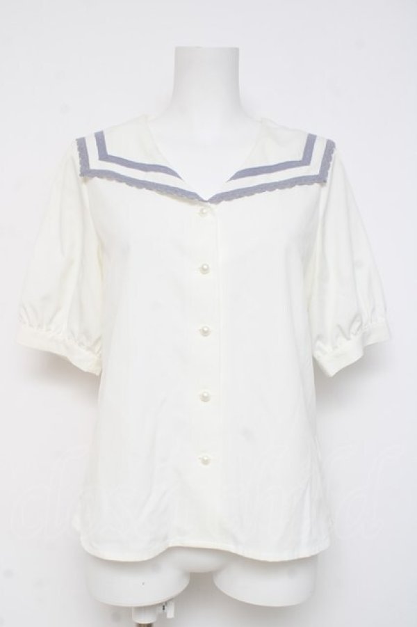 画像1: F i.n.t / レースライン使いセーラーブラウス F オフホワイト Y-26-03-06-117-CA-BL-SZ-ZY (1)