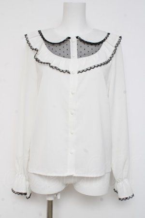 画像: MA*RS / ドットチュール切替ブラウス  白 Y-26-03-06-121-EL-BL-SZ-ZY