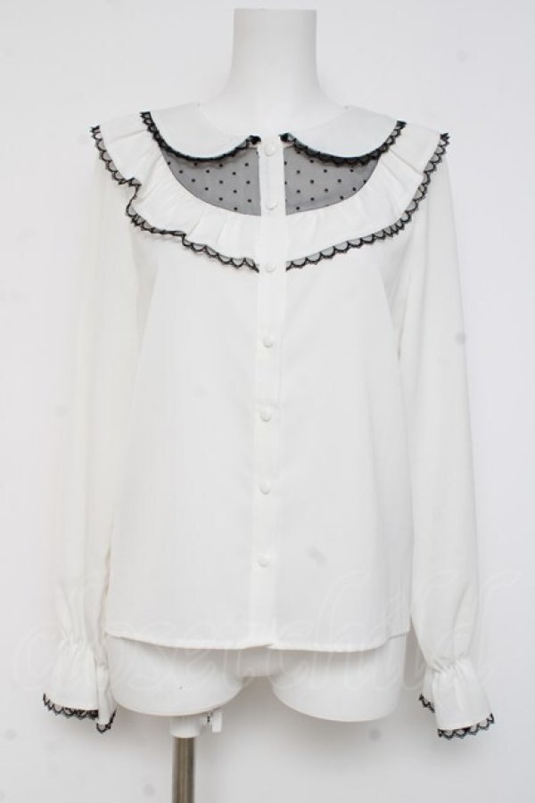 画像1: MA*RS / ドットチュール切替ブラウス  白 Y-26-03-06-121-EL-BL-SZ-ZY (1)