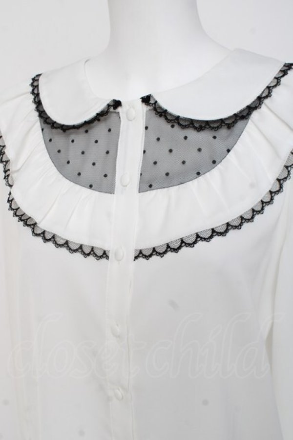 画像3: MA*RS / ドットチュール切替ブラウス  白 Y-26-03-06-121-EL-BL-SZ-ZY (3)