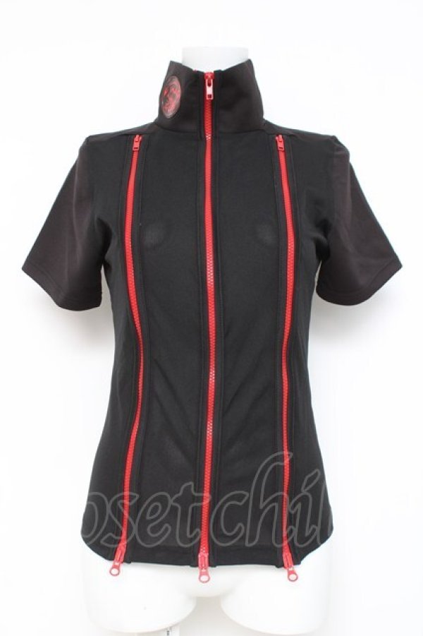 画像1: Qutie Frash / 龍刺繍3ZIPカットソー  黒 Y-26-03-06-124-QU-TO-SZ-ZY (1)