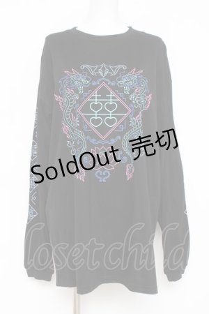 画像: LISTEN FLAVOR / チャイナプリントロンT  黒 Y-26-03-06-125-PU-TO-SZ-ZY