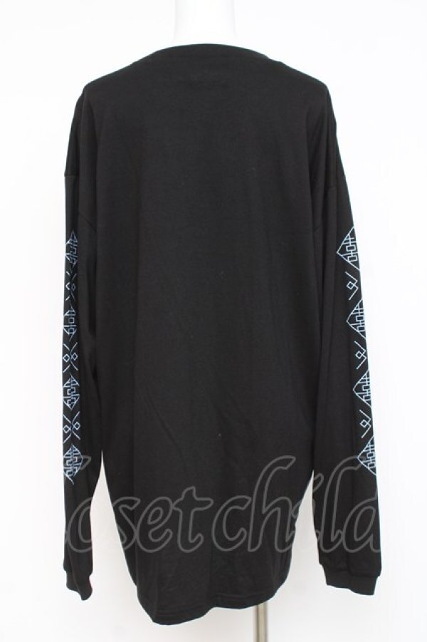 画像2: LISTEN FLAVOR / チャイナプリントロンT  黒 Y-26-03-06-125-PU-TO-SZ-ZY (2)