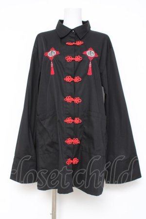 画像: LISTEN FLAVOR / チャイナ長袖シャツ  黒 Y-26-03-06-128-PU-BL-SZ-ZY