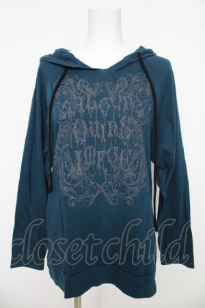 画像: ALGONQUINS / ふくれプリントフードトップス F ブルーグリーン Y-26-03-06-133-AL-TO-SZ-ZY