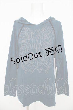 画像: ALGONQUINS / ふくれプリントフードトップス F ブルーグリーン Y-26-03-06-133-AL-TO-SZ-ZY