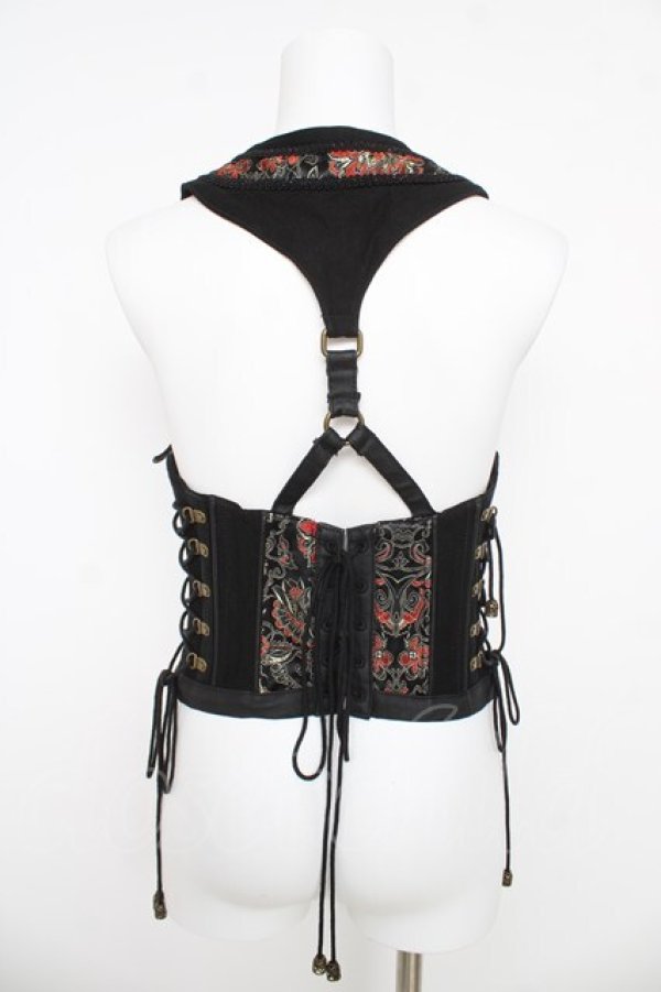 画像2: Ozz oneste / チャイナコルセットベスト  黒 Y-26-03-06-137-OO-TO-SZ-ZY (2)