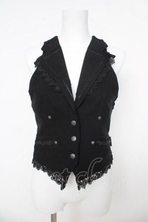 画像: Ozz oneste / 花ジャガードベスト  黒 Y-26-03-06-138-OO-JA-SZ-ZY