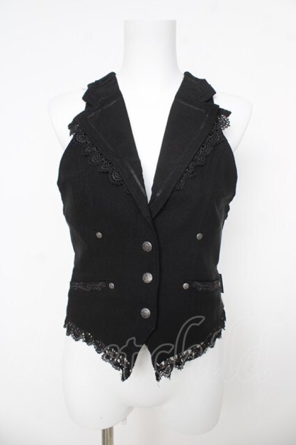 画像1: Ozz oneste / 花ジャガードベスト  黒 Y-26-03-06-138-OO-JA-SZ-ZY (1)