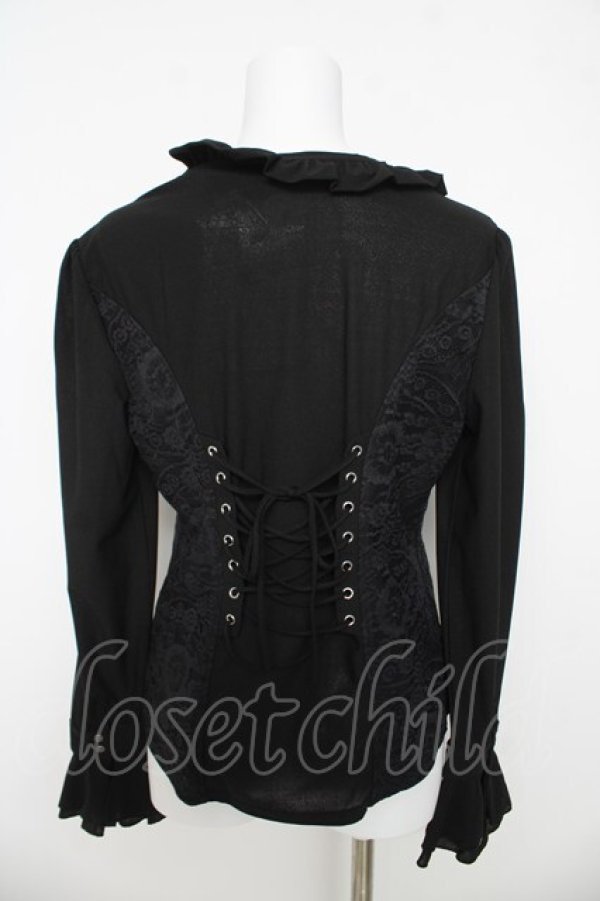 画像2: Rozen Kavalier / レース切替フリルブラウス  黒 Y-26-03-06-139-OO-BL-SZ-ZY (2)