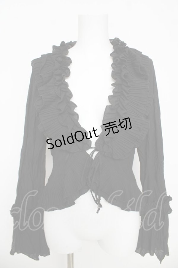 画像1: OZZ ANGELO / しわ加工フリルボレロ  黒 Y-26-03-06-141-OO-TO-SZ-ZY (1)