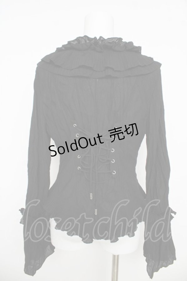 画像2: OZZ ANGELO / しわ加工フリルボレロ  黒 Y-26-03-06-141-OO-TO-SZ-ZY (2)