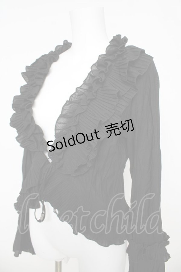 画像3: OZZ ANGELO / しわ加工フリルボレロ  黒 Y-26-03-06-141-OO-TO-SZ-ZY (3)