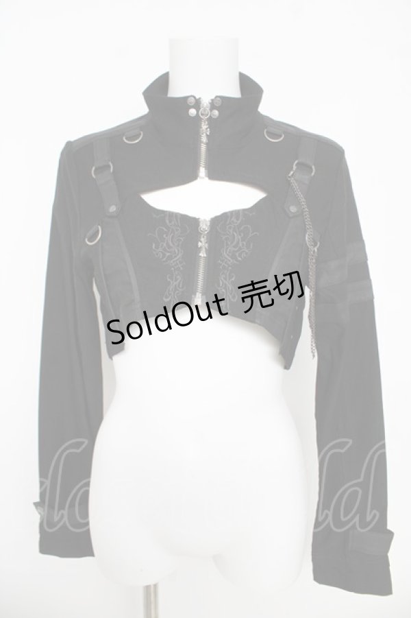 画像1: Ozz Croce / クロスZIPハイネックショートジャケット  黒 Y-26-03-06-142-OO-JA-SZ-ZY (1)