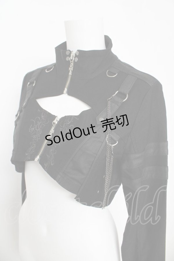 画像3: Ozz Croce / クロスZIPハイネックショートジャケット  黒 Y-26-03-06-142-OO-JA-SZ-ZY (3)