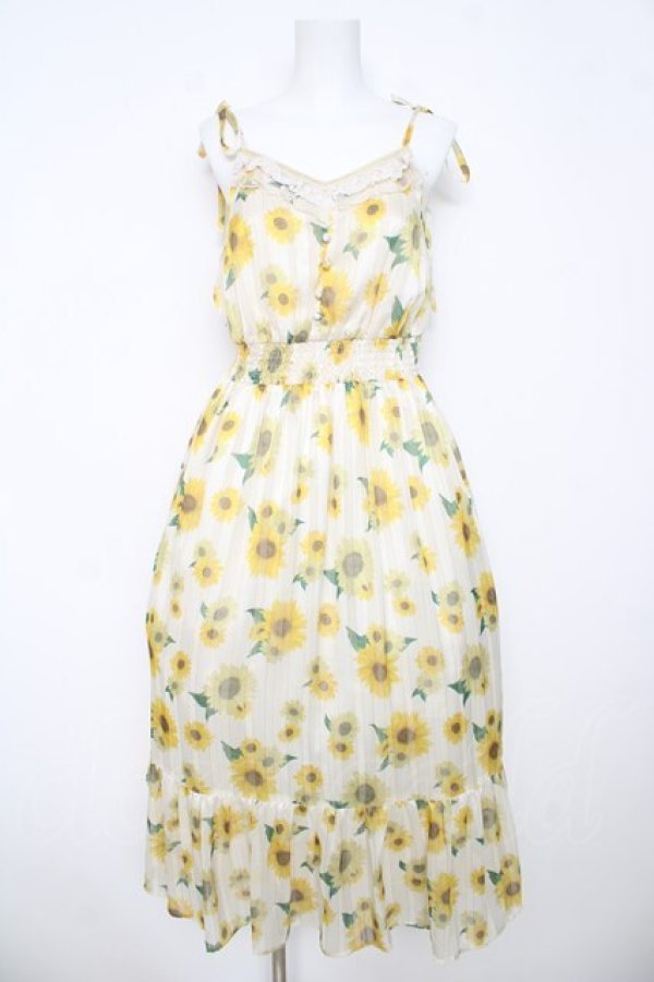 画像1: axes femme / ひまわり柄キャミワンピース  イエロー Y-26-03-06-146-AX-OP-SZ-ZY (1)