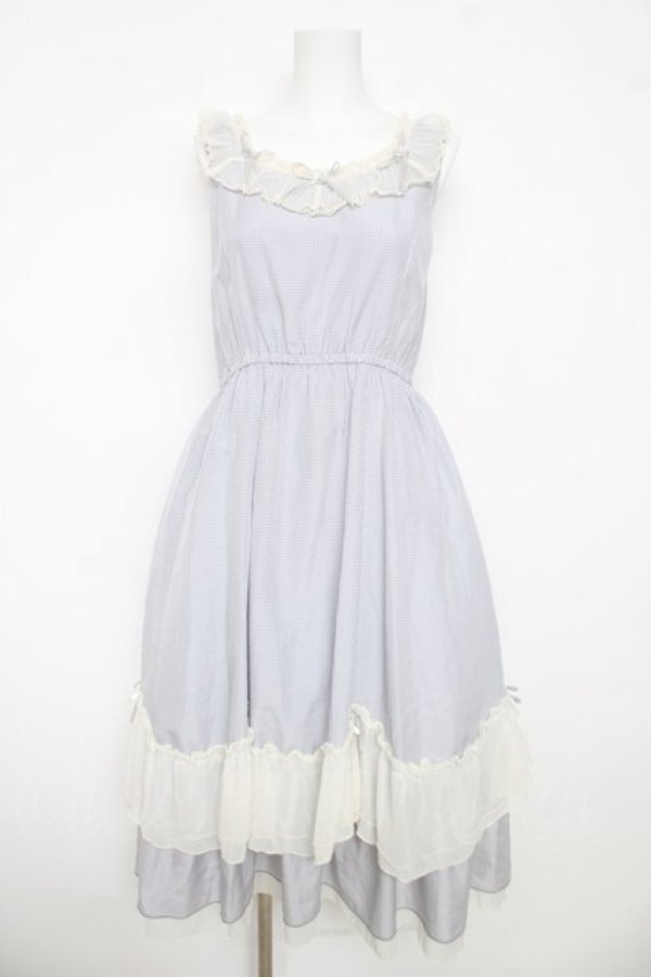 画像1: axes femme / ローズリボンチェックワンピース  サックス Y-26-03-06-149-AX-OP-SZ-ZY (1)