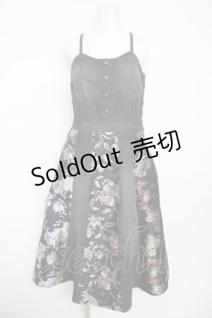 画像: axes femme / パッチワーク風ジャンスカ  黒 Y-26-03-06-152-AX-OP-SZ-ZY