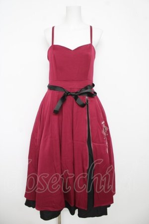 画像: axes femme / チャイナ風刺繍キャミワンピース F ワイン Y-26-03-06-153-AX-OP-SZ-ZY