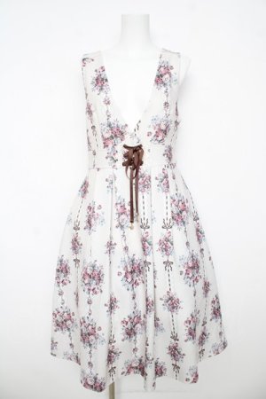 画像: axes femme / ローズリボン柄ジャンスカ F 生成り Y-26-03-06-155-AX-OP-SZ-ZY