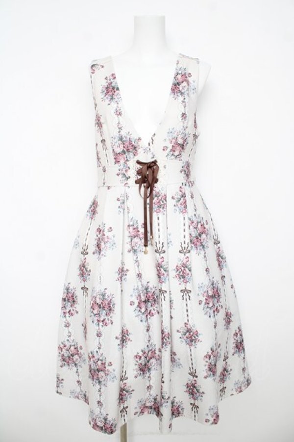 画像1: axes femme / ローズリボン柄ジャンスカ F 生成り Y-26-03-06-155-AX-OP-SZ-ZY (1)