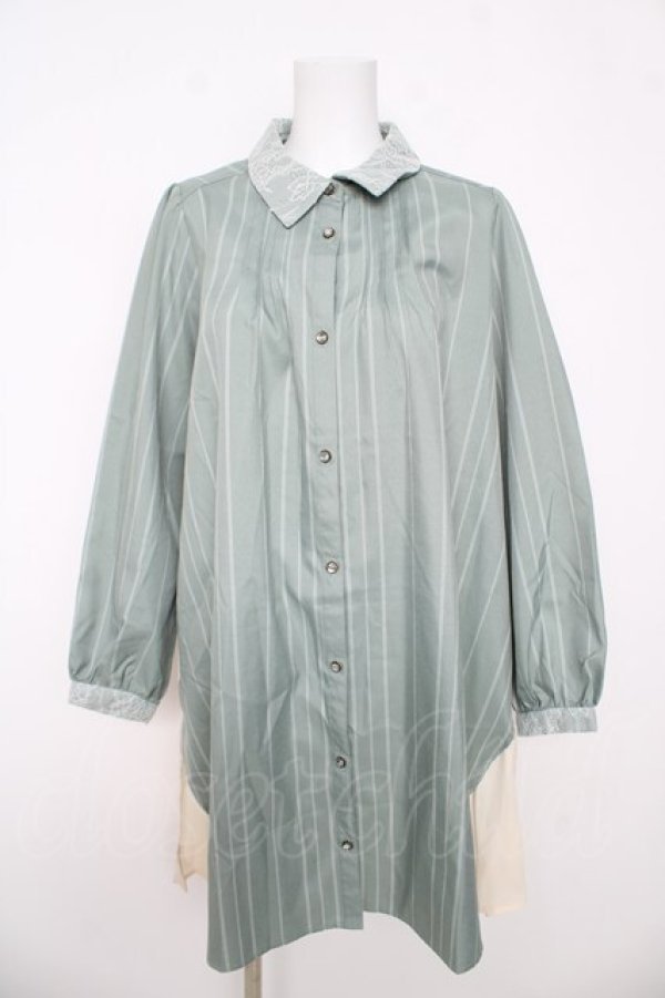 画像1: axes femme / バックシャンストライプチュニ M グリーン Y-26-03-06-163-AX-OP-SZ-ZY (1)