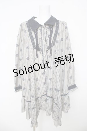 画像: axes femme / フリルヘムシャツチュニック M 紺 Y-26-03-06-164-AX-OP-SZ-ZY