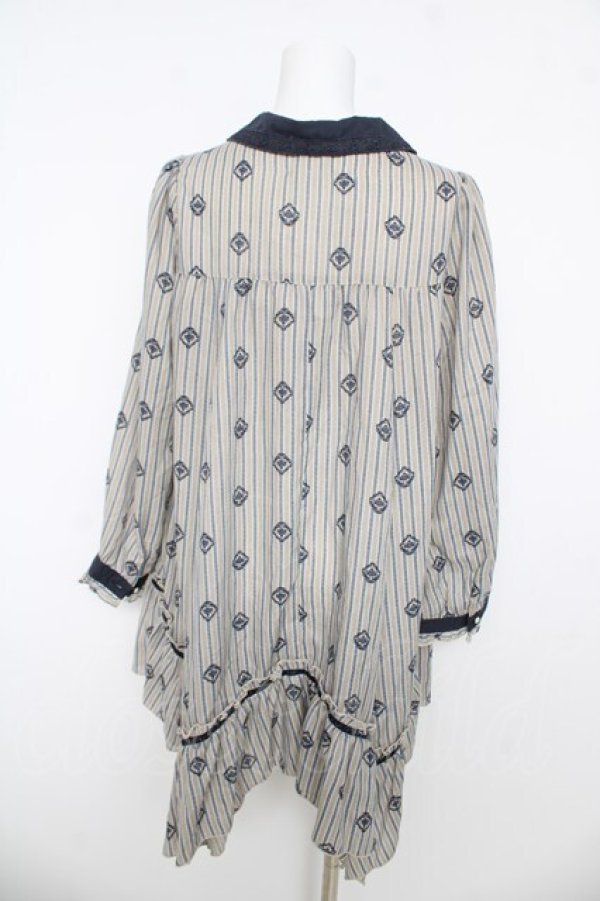 画像2: axes femme / フリルヘムシャツチュニック M 紺 Y-26-03-06-164-AX-OP-SZ-ZY (2)