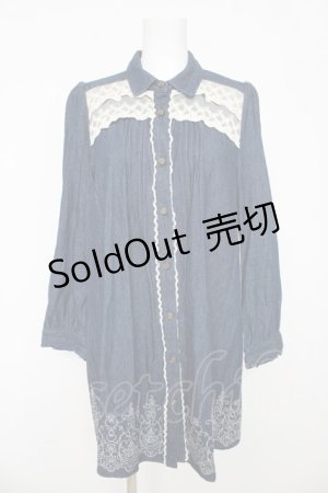 画像: axes femme / 刺繍入りバクシフォンデニムチュニ M インディゴ Y-26-03-06-165-AX-OP-SZ-ZY