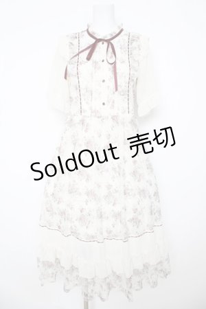 画像: axes femme / フラワープリントレーシーワンピース  白×ピンク Y-26-03-06-170-AX-OP-SZ-ZY