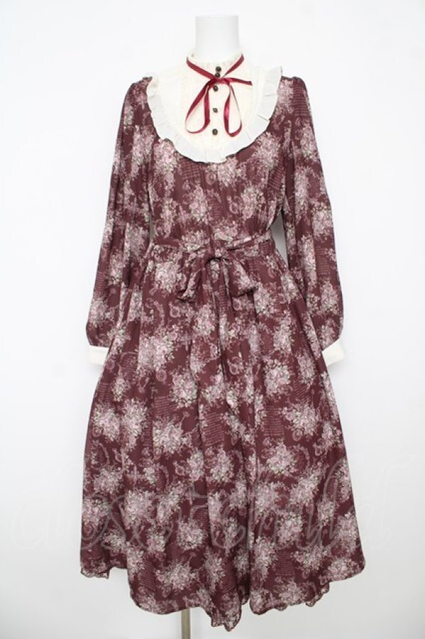 画像1: axes femme / クラシカルワンピース  ワイン Y-26-03-06-171-AX-OP-SZ-ZY (1)