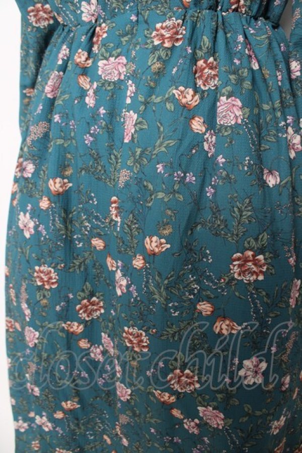 画像3: axes femme Nostalgic / ボタニカル柄レースアップワンピース  グリーン Y-26-03-06-173-LO-OP-SZ-ZY (3)